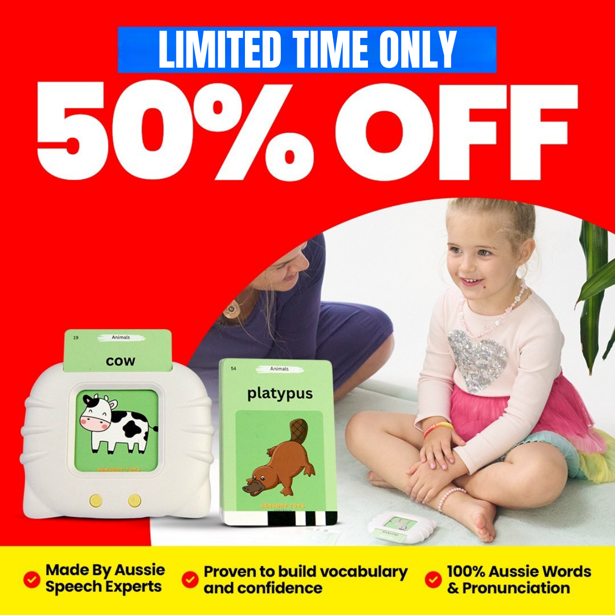 AussieMate™ Australian Accent Audible Flashcard Device